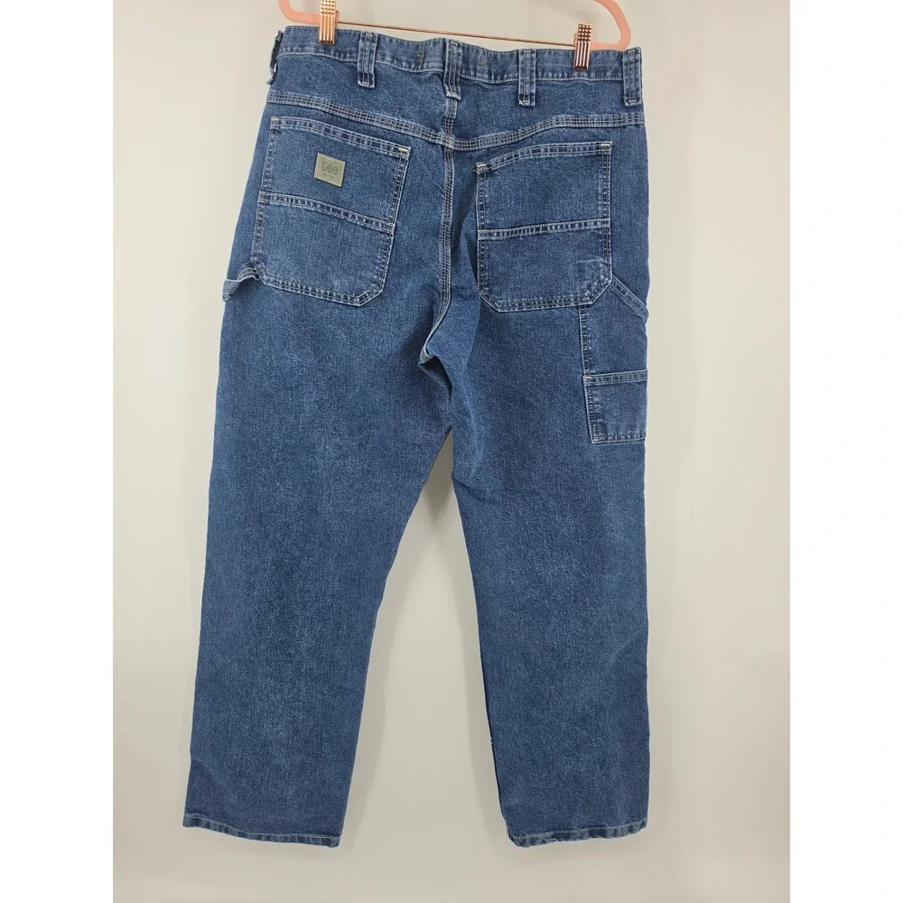 Lee Dungarees Carpenter Jeans Mens 36x32 Blue Denim Workwear Hammer Loop 2887910